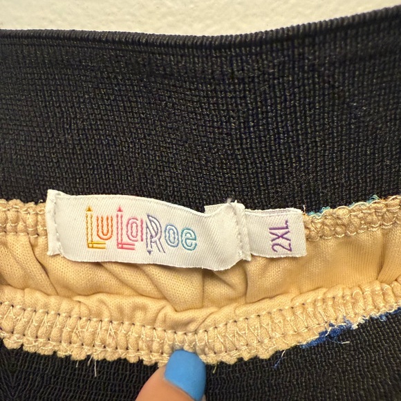LuLaRoe A-Line Skirt with Blue and Orange Stripes - Picture 2 of 5